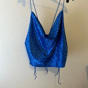 Royal blue cheetah crop top